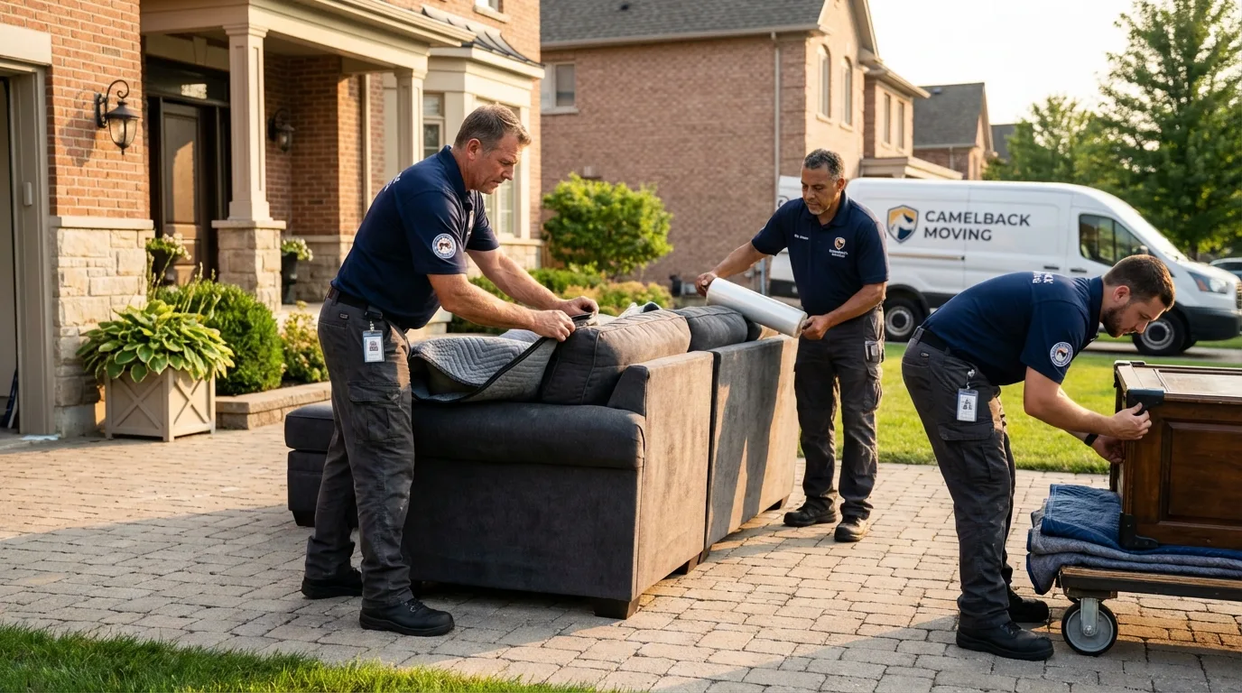 Large estate moving crew wrapping furniture in Sandwich, IL